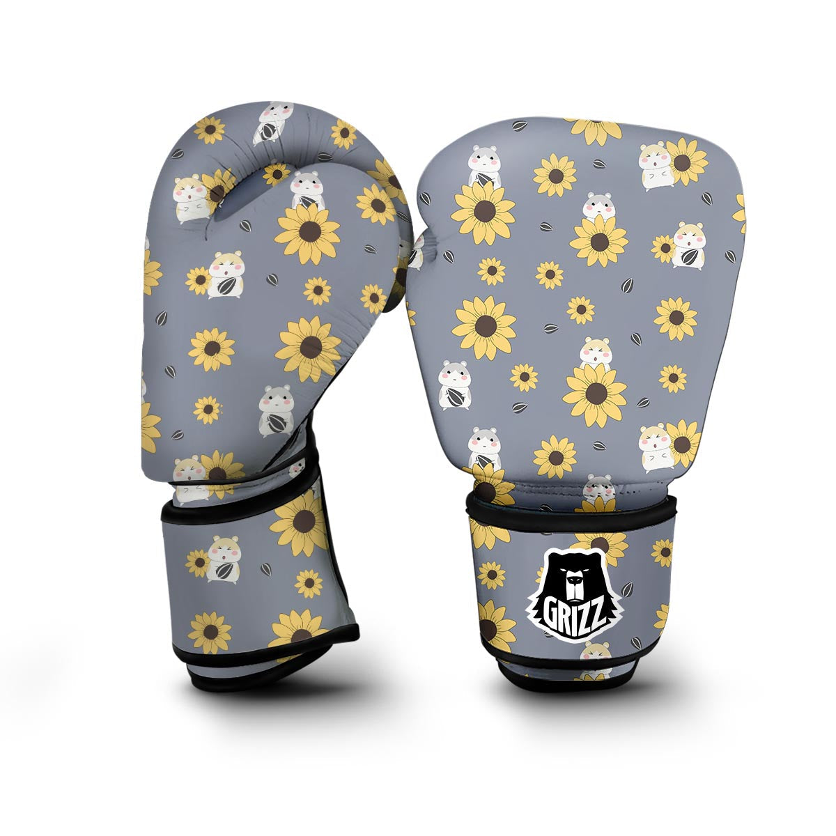 Hamster Sunflower Pattern Print Boxing Gloves-grizzshop