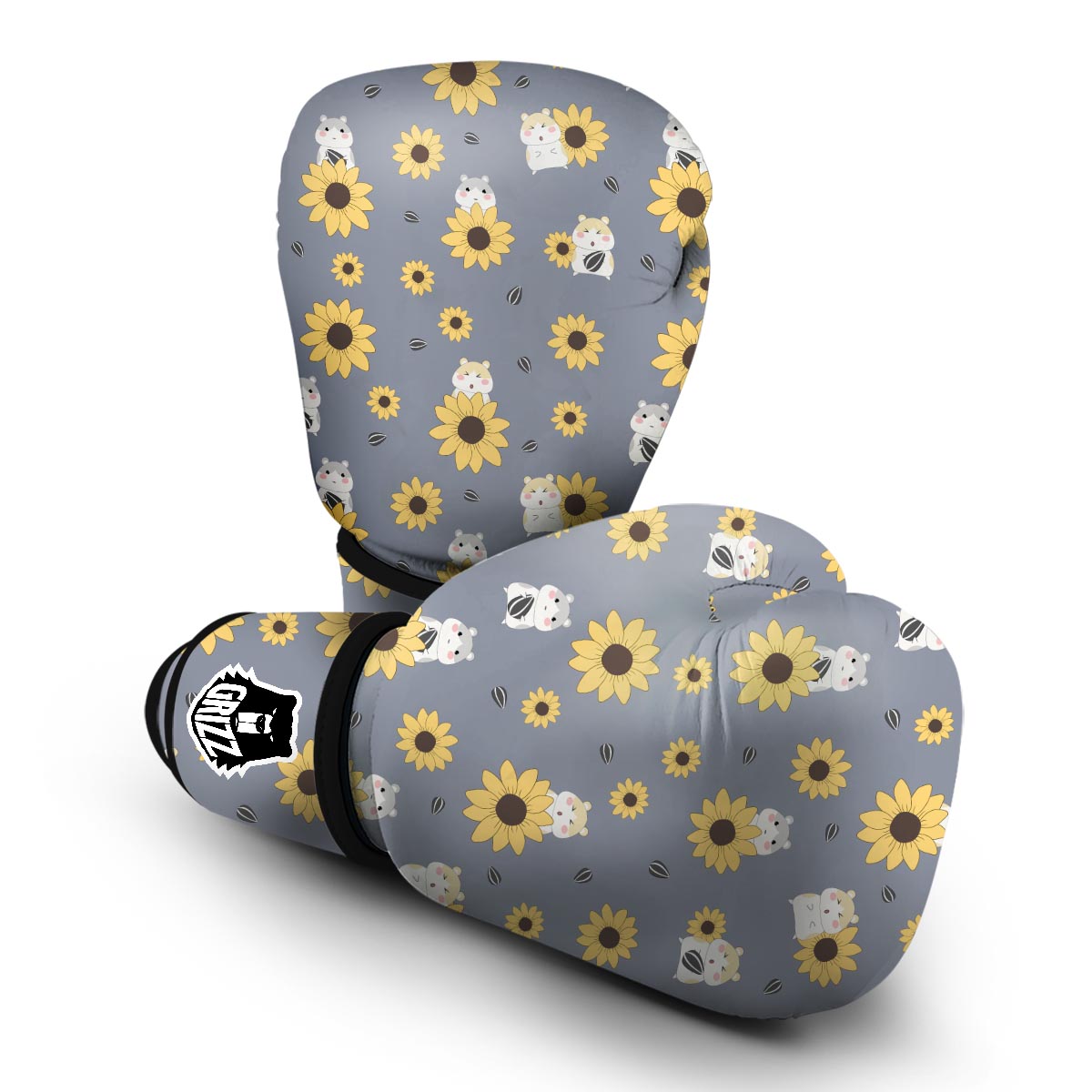 Hamster Sunflower Pattern Print Boxing Gloves-grizzshop