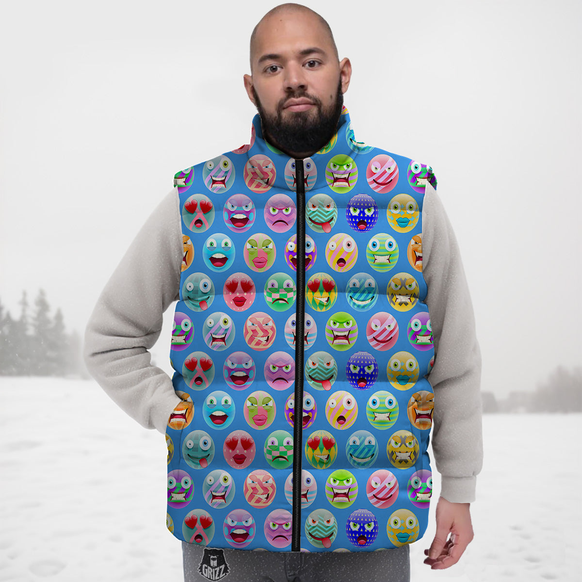 Hamster Sunflower Pattern Print Down Vest