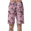 Hand Drawn Hibiscus Print Men's Shorts-grizzshop