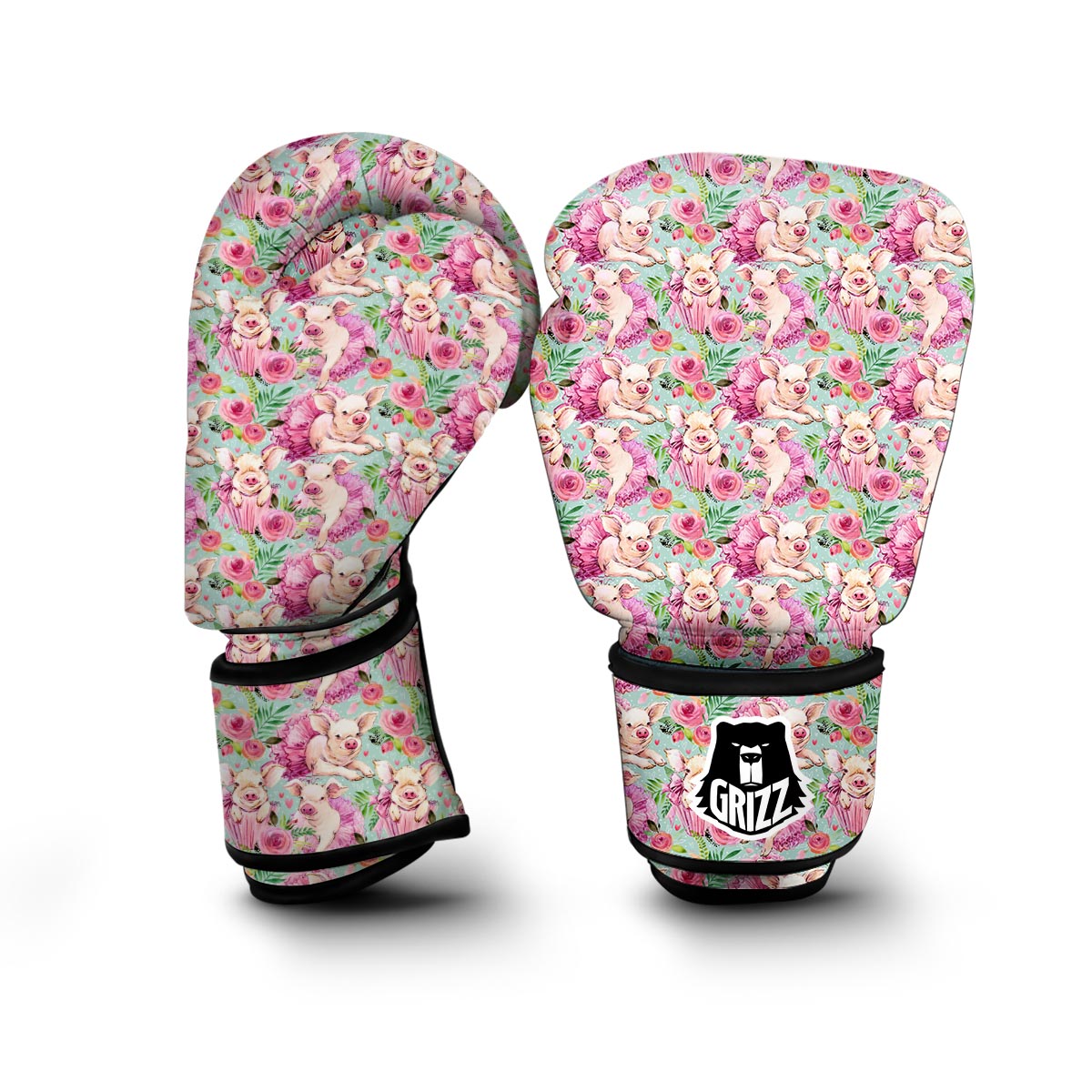 Hand Drawn Pig Pattern Print Boxing Gloves-grizzshop