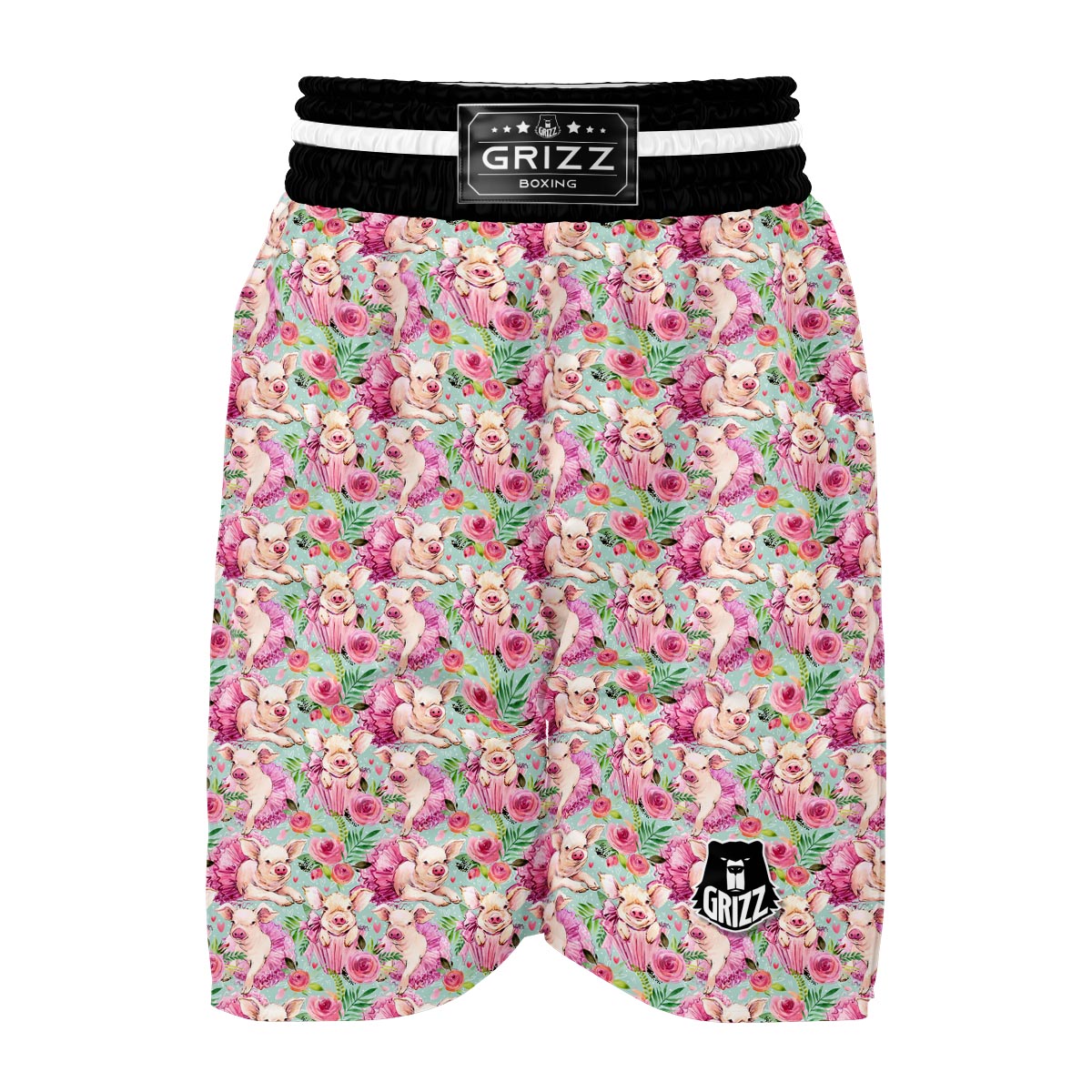 Hand Drawn Pig Pattern Print Boxing Shorts-grizzshop