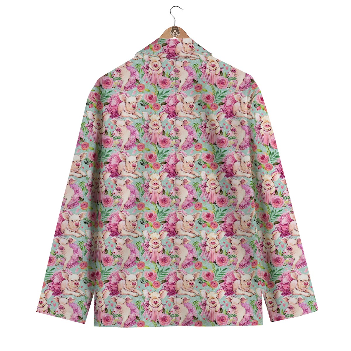 Hand Drawn Pig Pattern Print Men's Blazer-grizzshop
