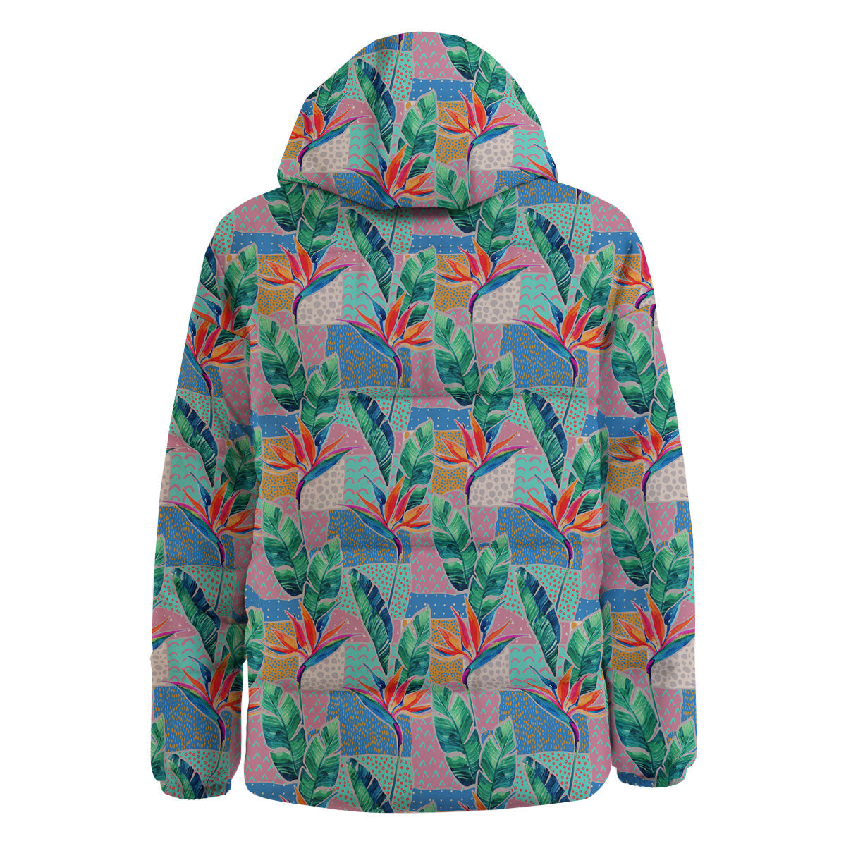 Hand Drawn Watercolor Tropical Print Pattern Down Jacket-grizzshop