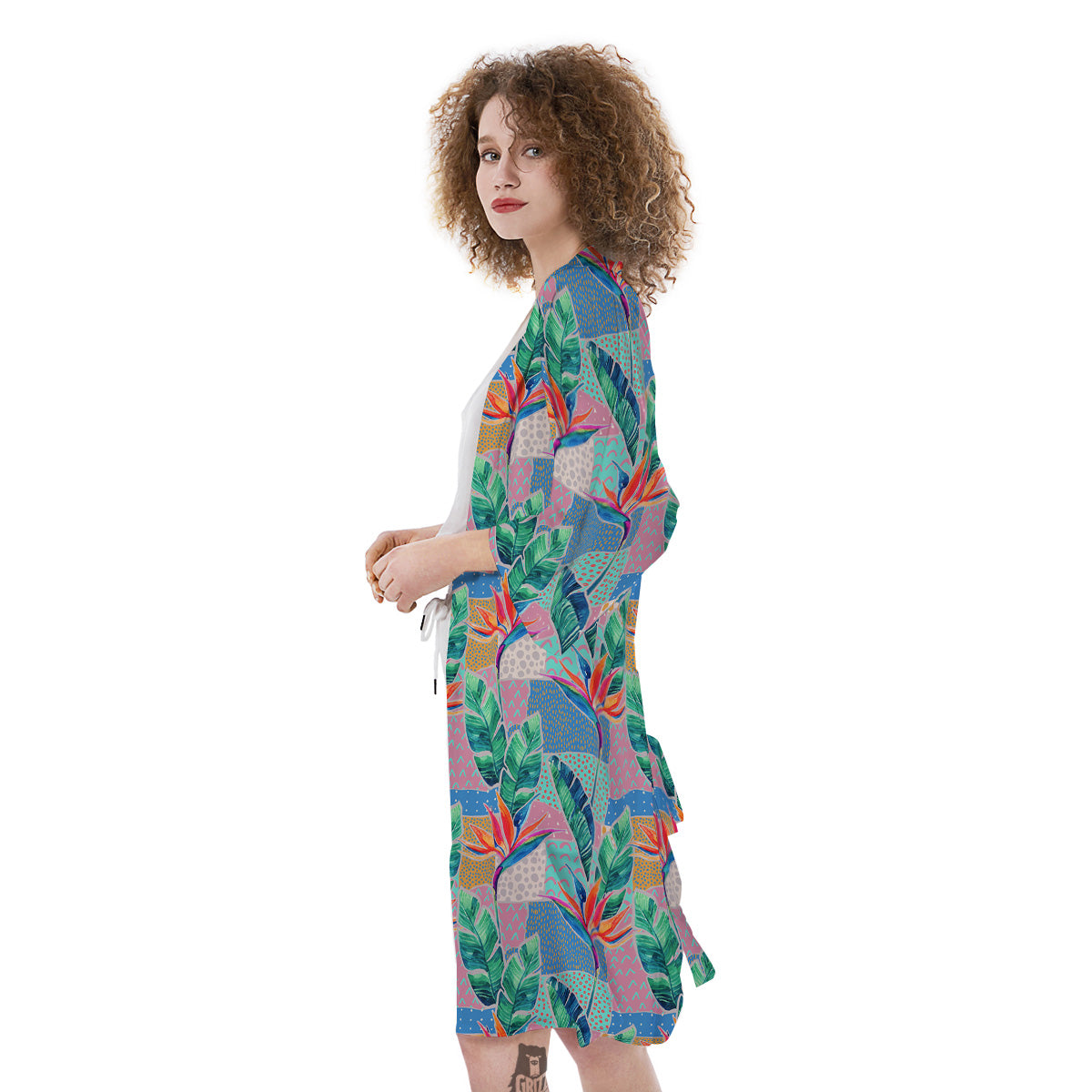Hand Drawn Watercolor Tropical Print Pattern Kimono-grizzshop