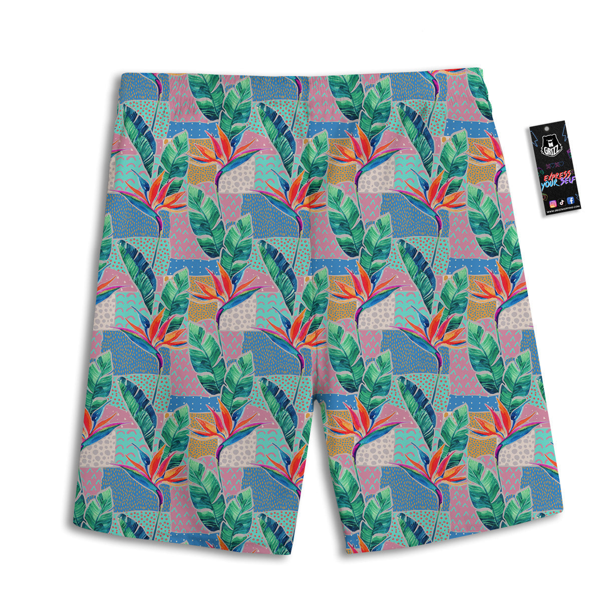 Hand Drawn Watercolor Tropical Print Pattern Men's Athletic Shorts-grizzshop