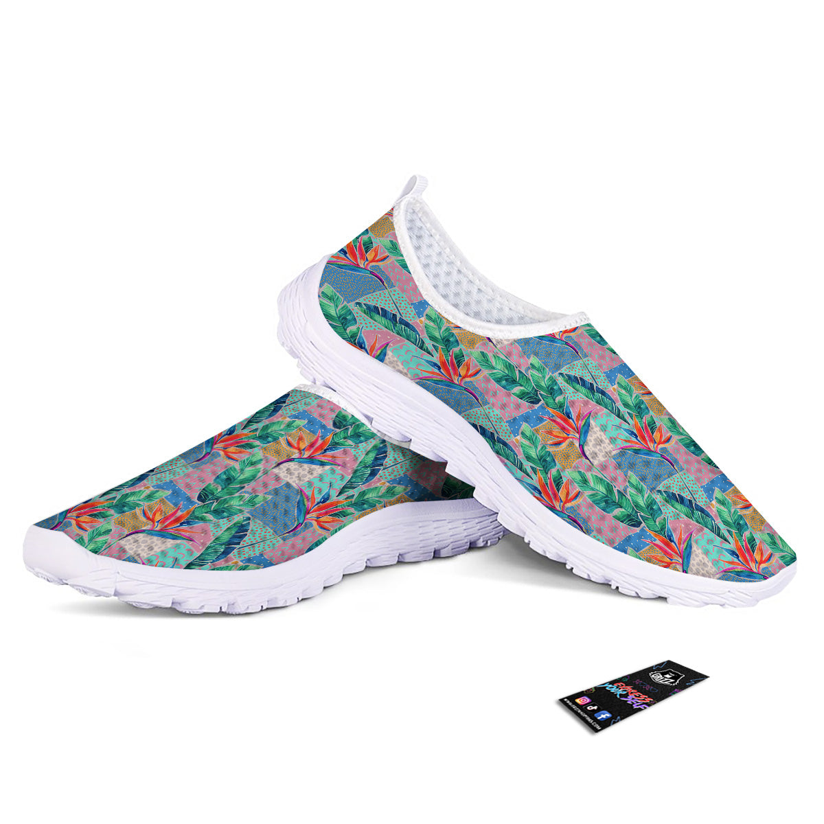 Hand Drawn Watercolor Tropical Print Pattern Nurse Shoes-grizzshop