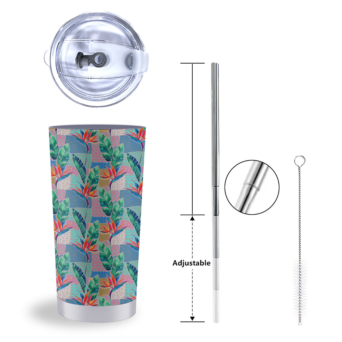 Hand Drawn Watercolor Tropical Print Pattern Tumbler-grizzshop