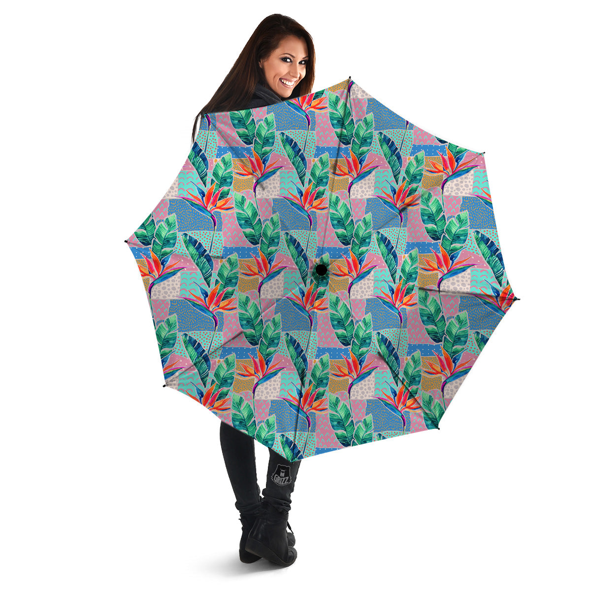 Hand Drawn Watercolor Tropical Print Pattern Umbrella-grizzshop