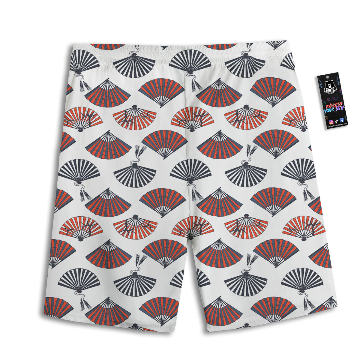 Hand Fan Japanese Print Pattern Men's Athletic Shorts