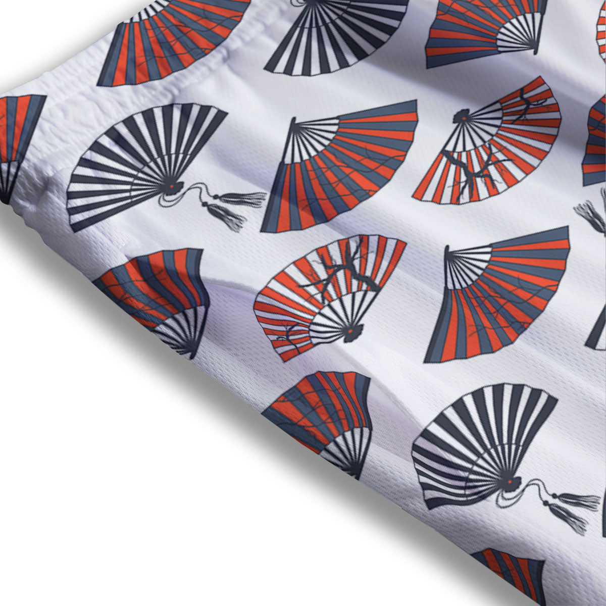 Hand Fan Japanese Print Pattern Mesh Shorts