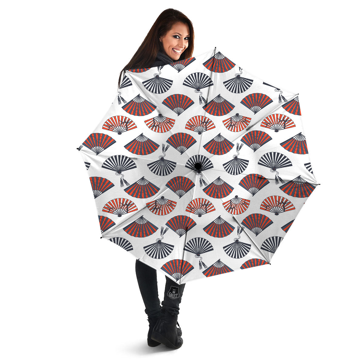 Hand Fan Japanese Print Pattern Umbrella-grizzshop