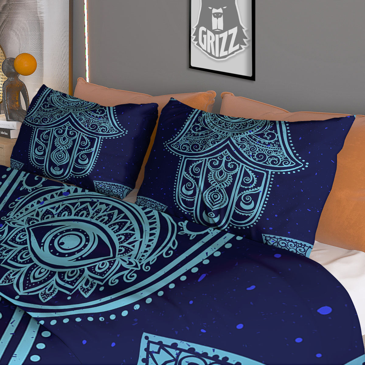 Hand Indian Hamsa Print Duvet Cover Bedding Set
