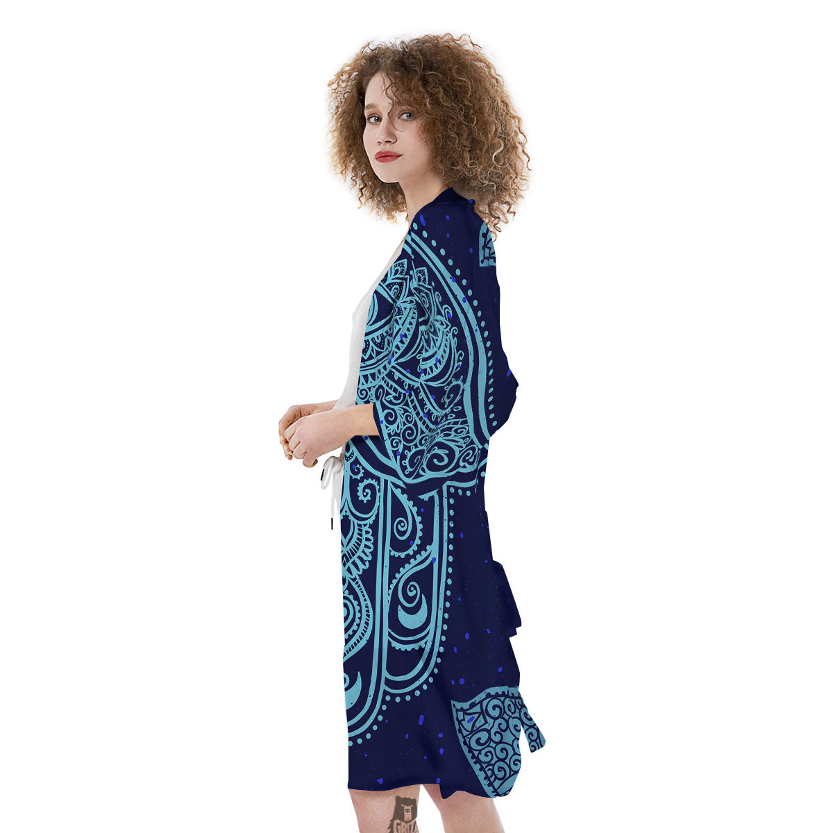Hand Indian Hamsa Print Kimono-grizzshop