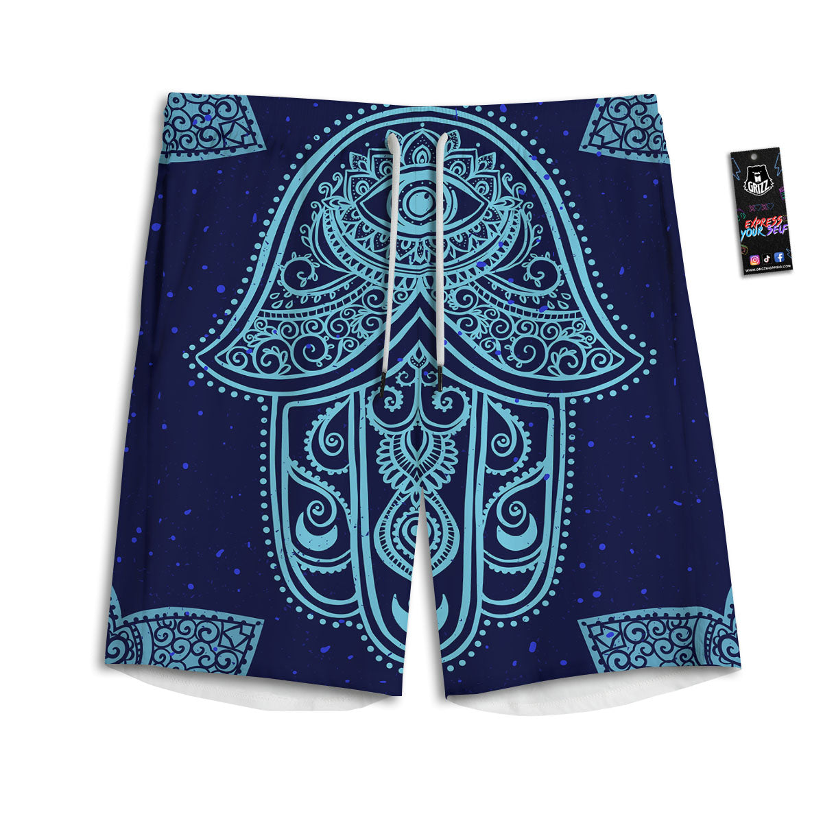 Hand Indian Hamsa Print Men's Athletic Shorts