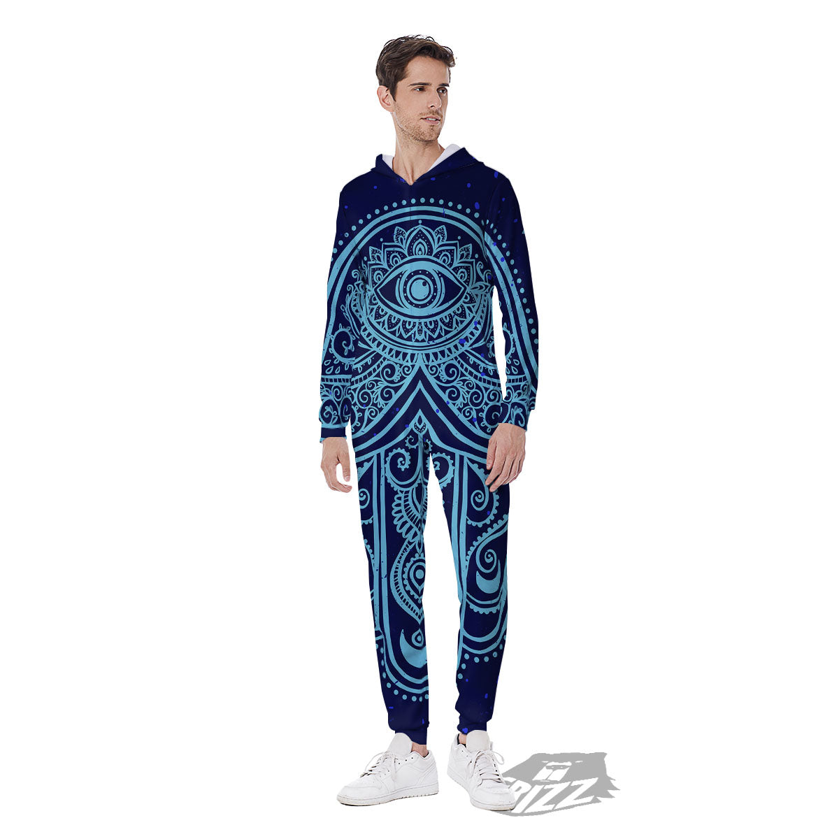 Hand Indian Hamsa Print Men's Jumpsuit-grizzshop