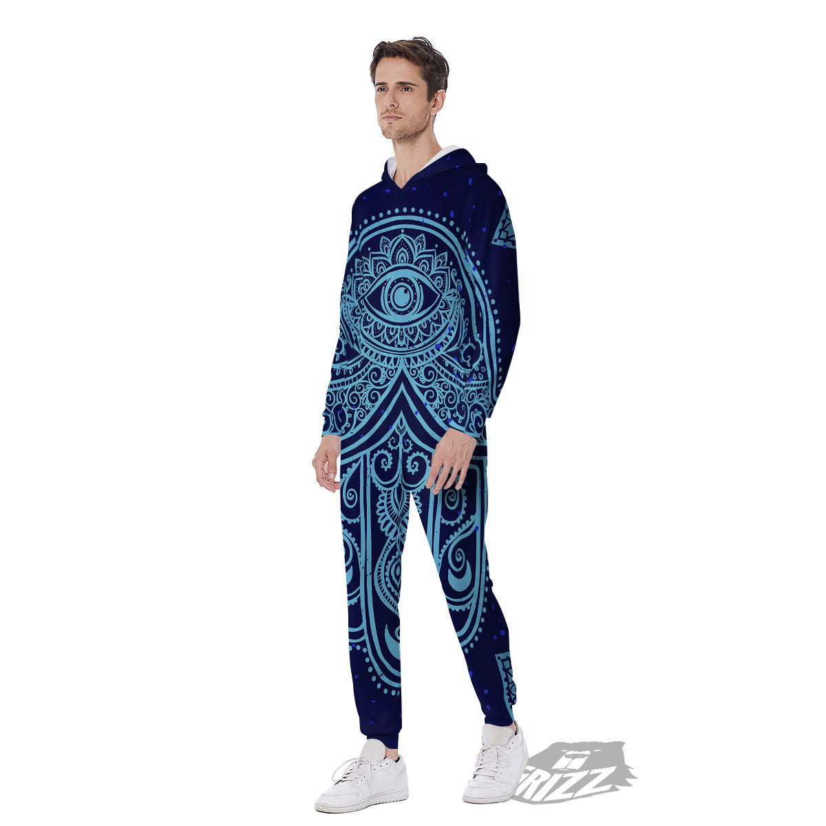 Hand Indian Hamsa Print Men's Jumpsuit-grizzshop