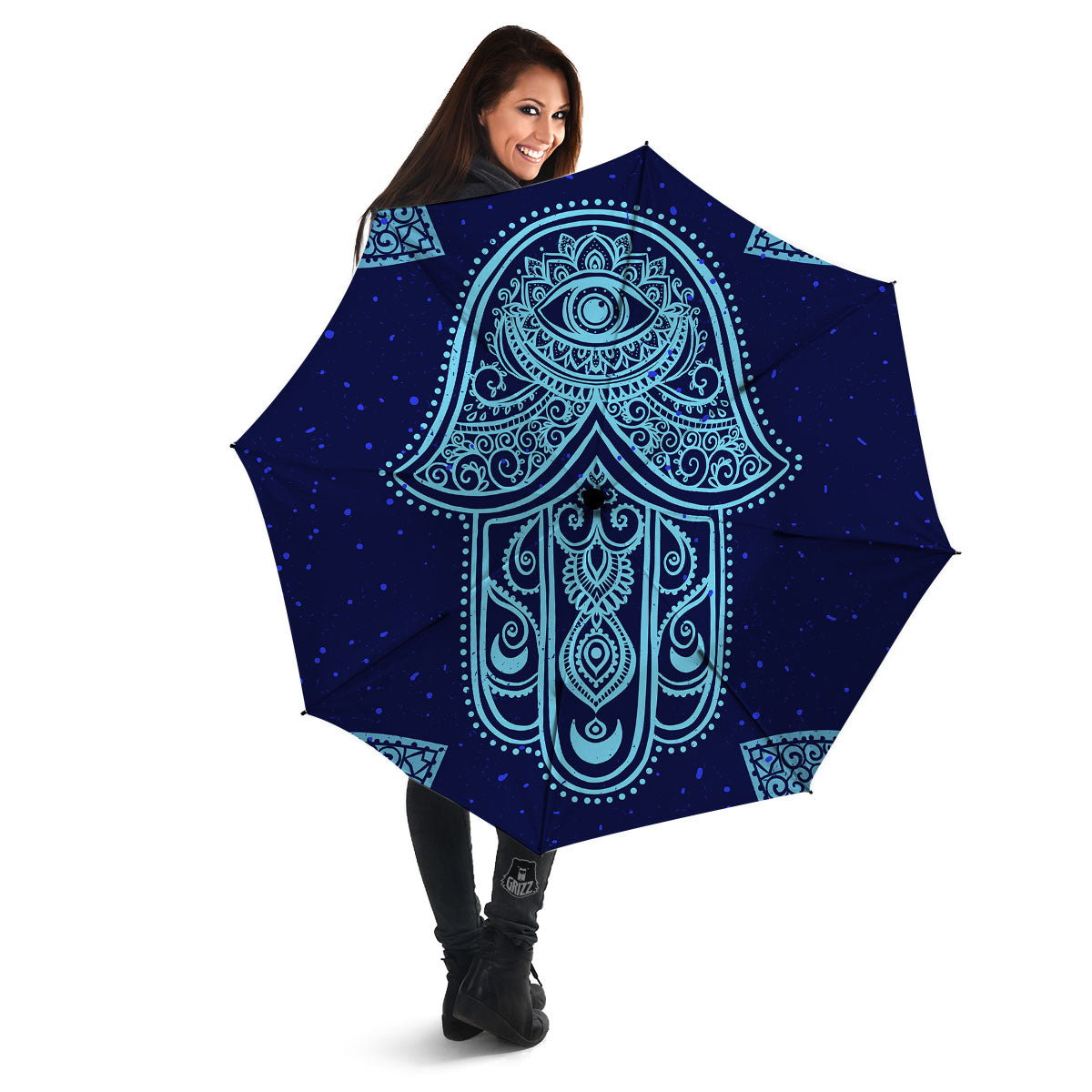 Hand Indian Hamsa Print Umbrella-grizzshop