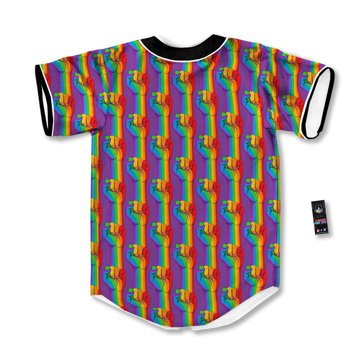 Hand Sign Gay Pride Print Pattern Baseball Jersey-grizzshop