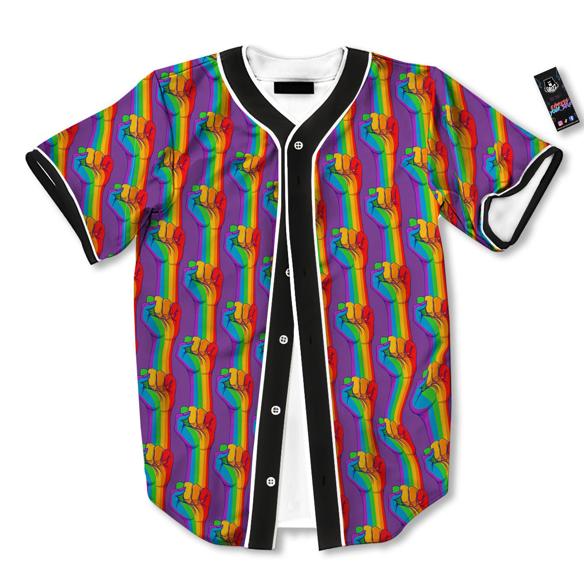 Hand Sign Gay Pride Print Pattern Baseball Jersey-grizzshop