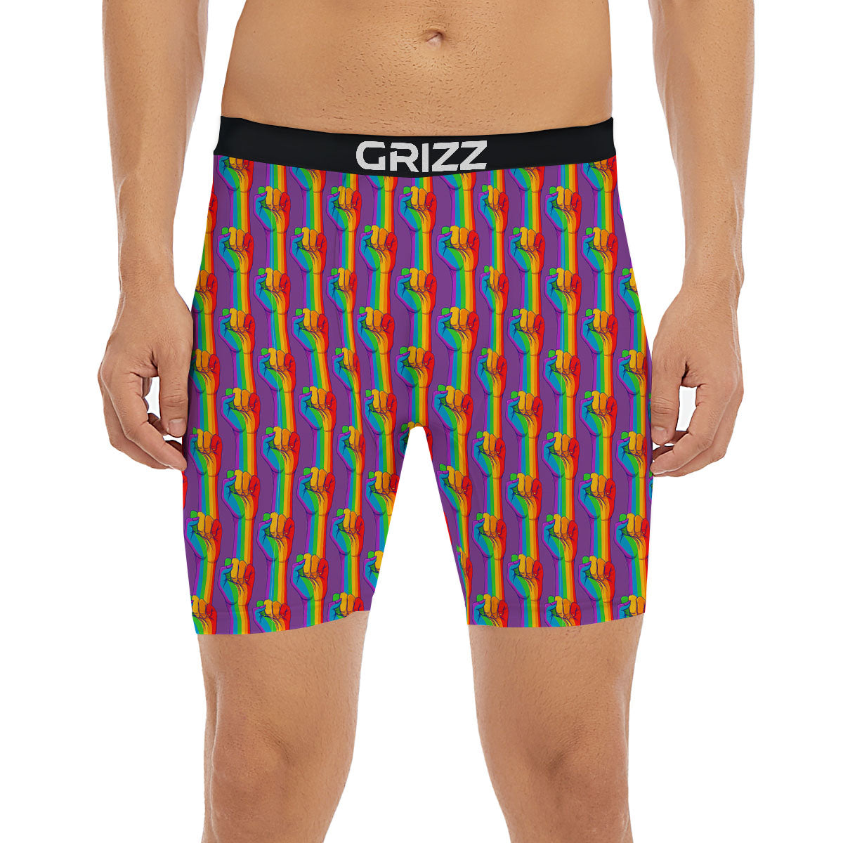 Hand Sign Gay Pride Print Pattern Boxer Briefs-grizzshop