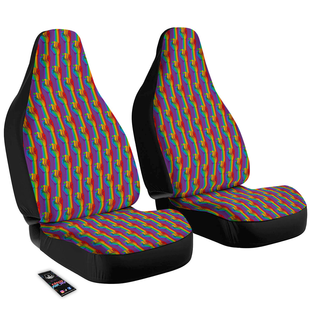 Hand Sign Gay Pride Print Pattern Car Seat Covers-grizzshop