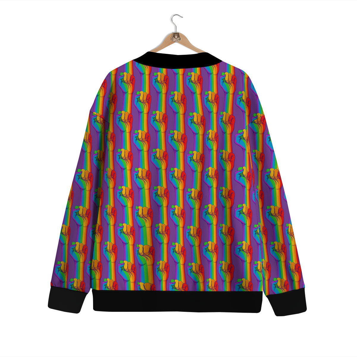 Hand Sign Gay Pride Print Pattern Cardigan-grizzshop