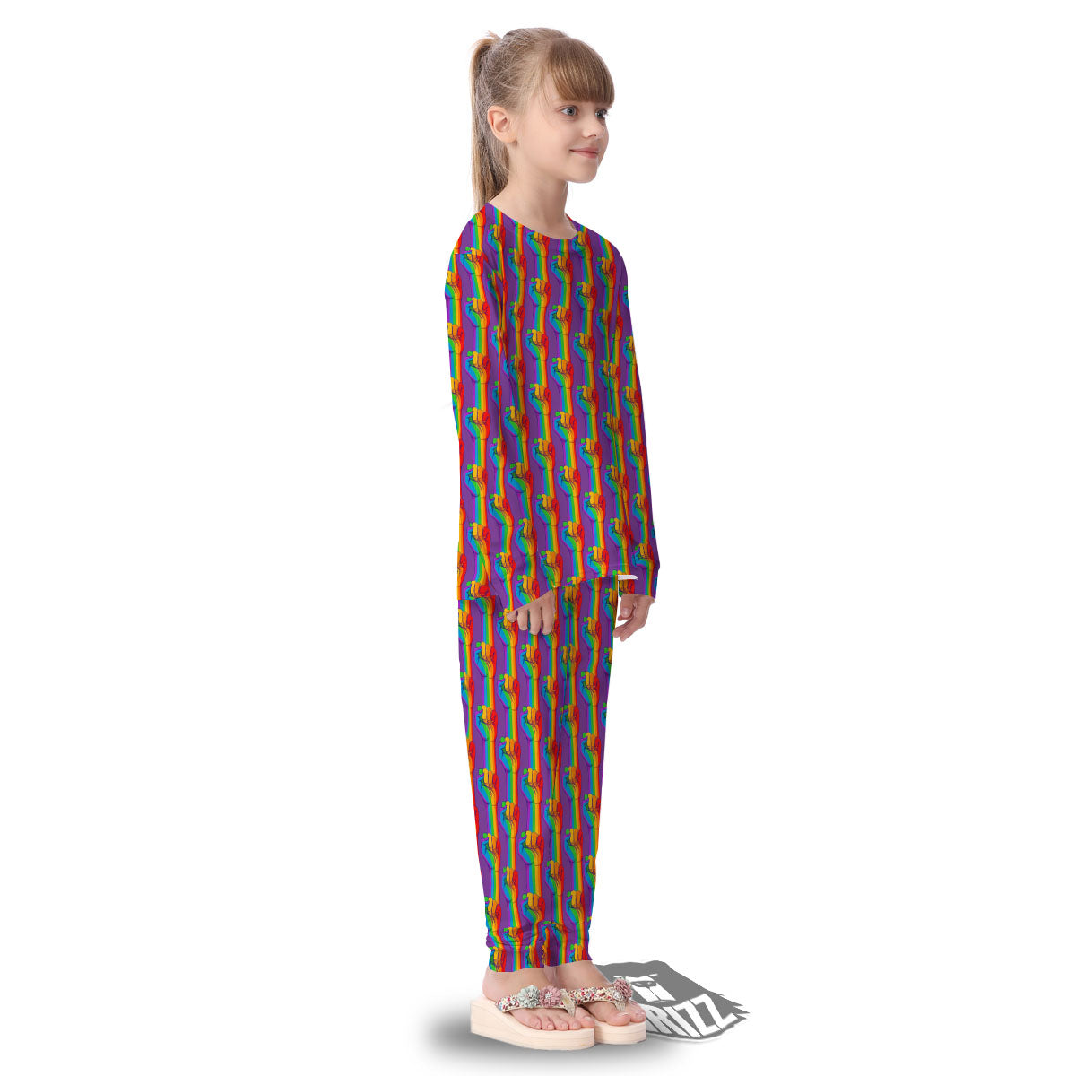 Hand Sign Gay Pride Print Pattern Kid's Pajamas-grizzshop