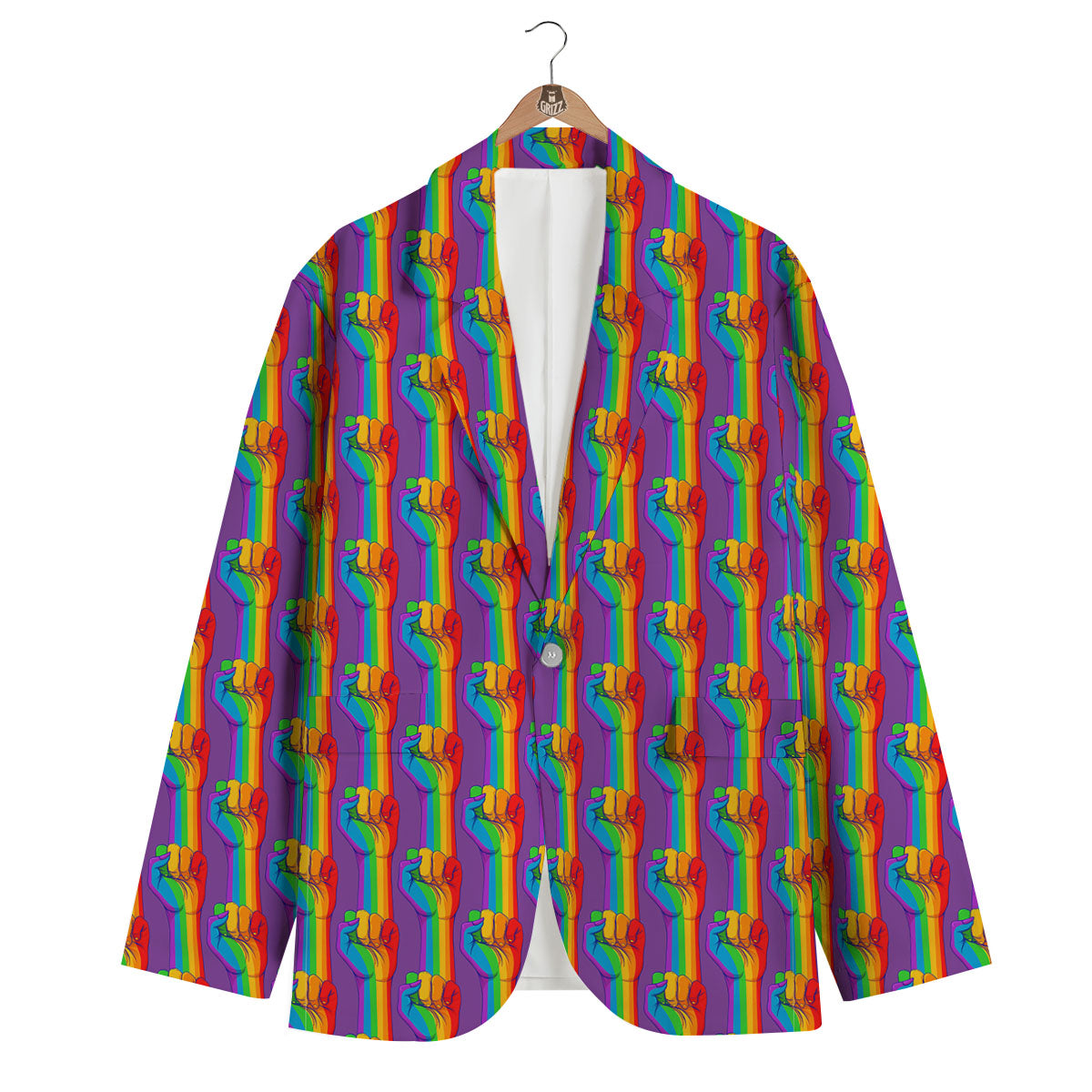 Hand Sign Gay Pride Print Pattern Men's Blazer-grizzshop