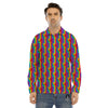 Hand Sign Gay Pride Print Pattern Men's Dress Shirts-grizzshop