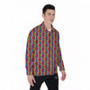 Hand Sign Gay Pride Print Pattern Men's Long Sleeve Shirts-grizzshop