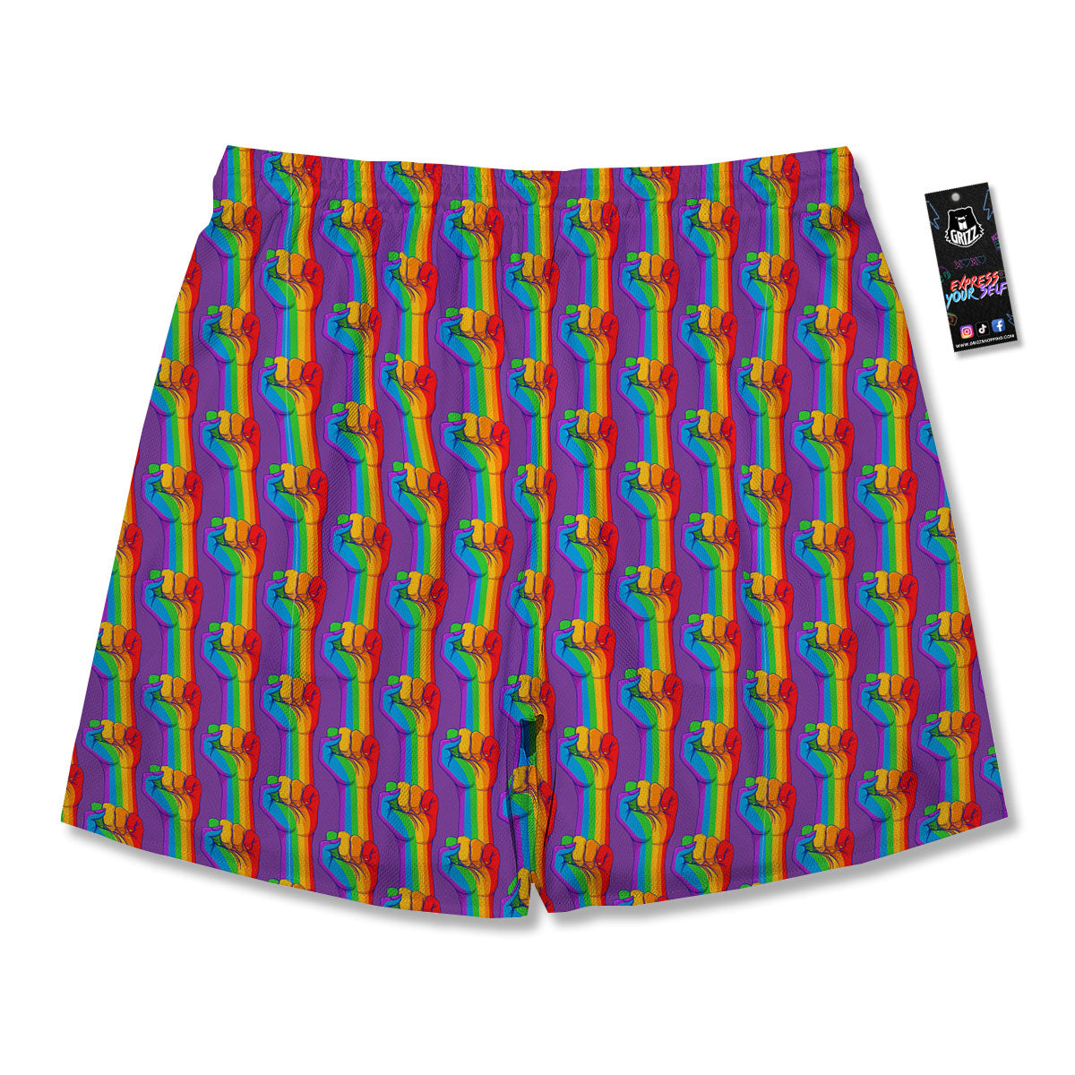 Hand Sign Gay Pride Print Pattern Men's Running Shorts-grizzshop