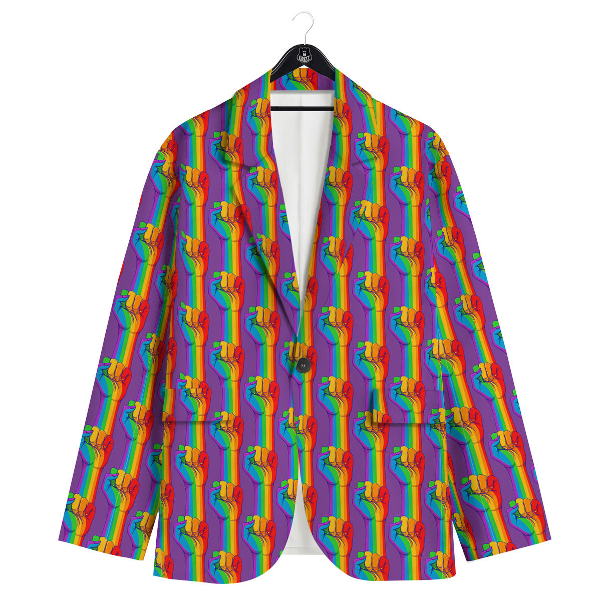 Hand Sign Gay Pride Print Pattern Men's Sport Coat-grizzshop