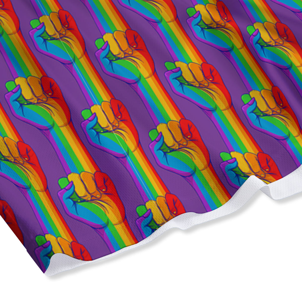 Hand Sign Gay Pride Print Pattern Mesh Shorts