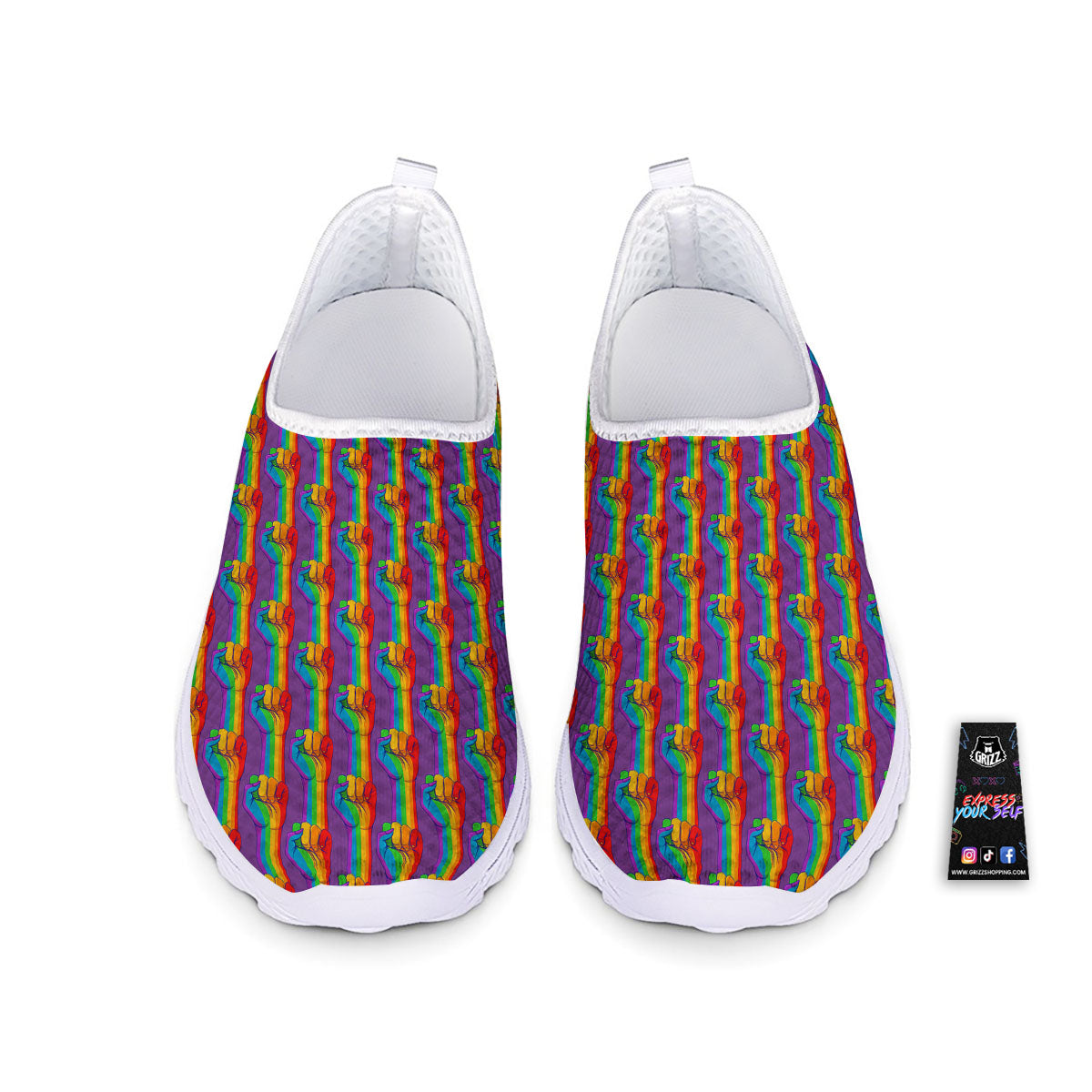 Hand Sign Gay Pride Print Pattern Nurse Shoes-grizzshop