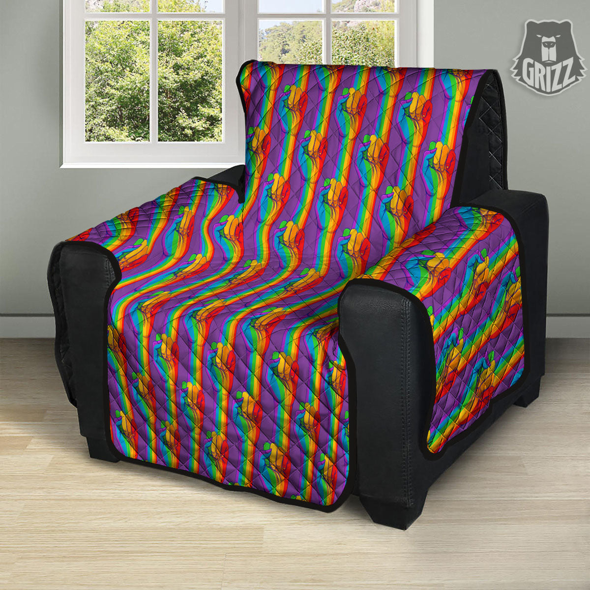 Hand Sign Gay Pride Print Pattern Recliner Protector-grizzshop