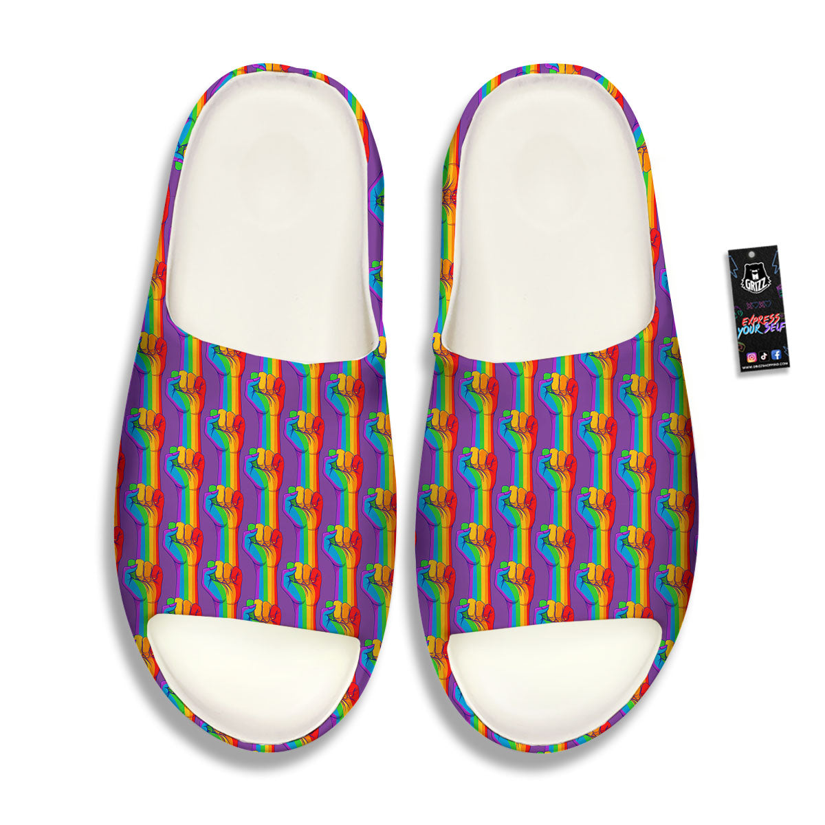 Hand Sign Gay Pride Print Pattern Sandals-grizzshop