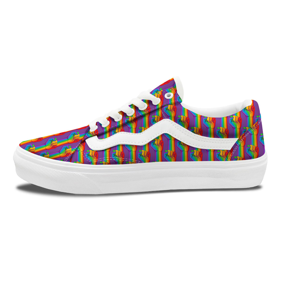 Hand Sign Gay Pride Print Pattern Skate Shoes-grizzshop