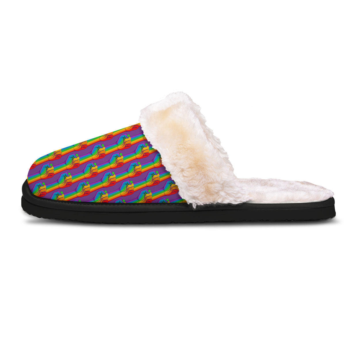 Hand Sign Gay Pride Print Pattern Slippers-grizzshop