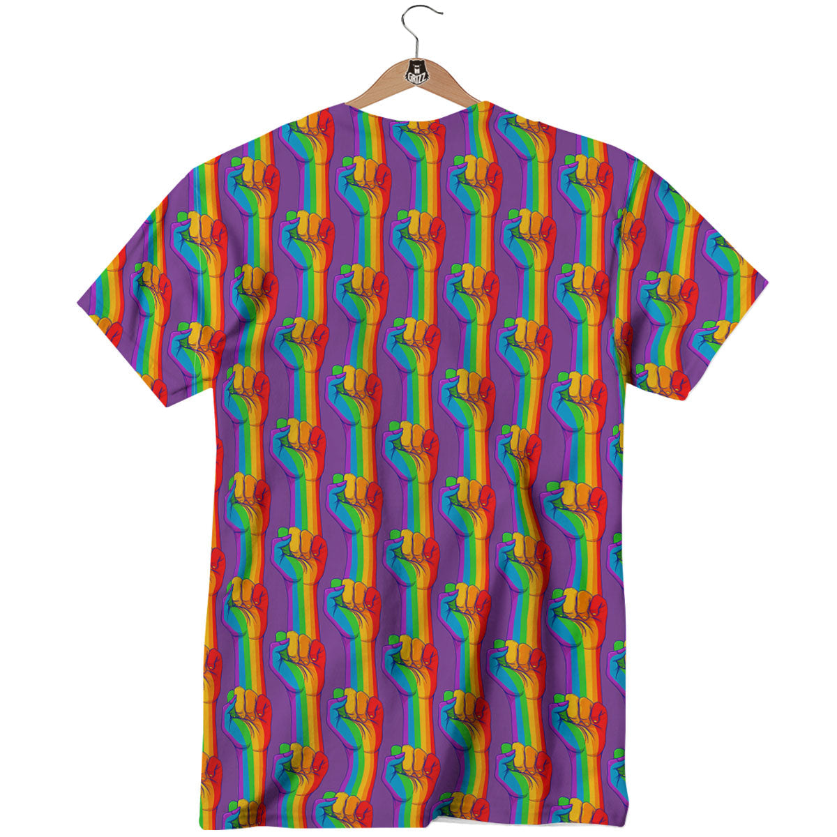 Hand Sign Gay Pride Print Pattern T-Shirt-grizzshop