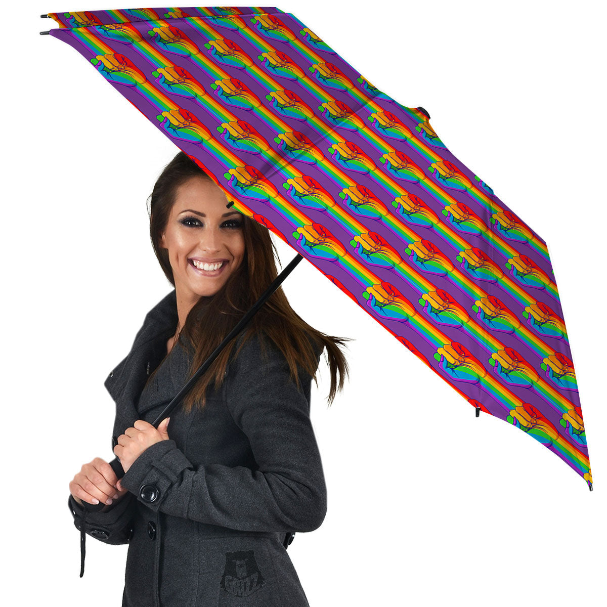 Hand Sign Gay Pride Print Pattern Umbrella-grizzshop