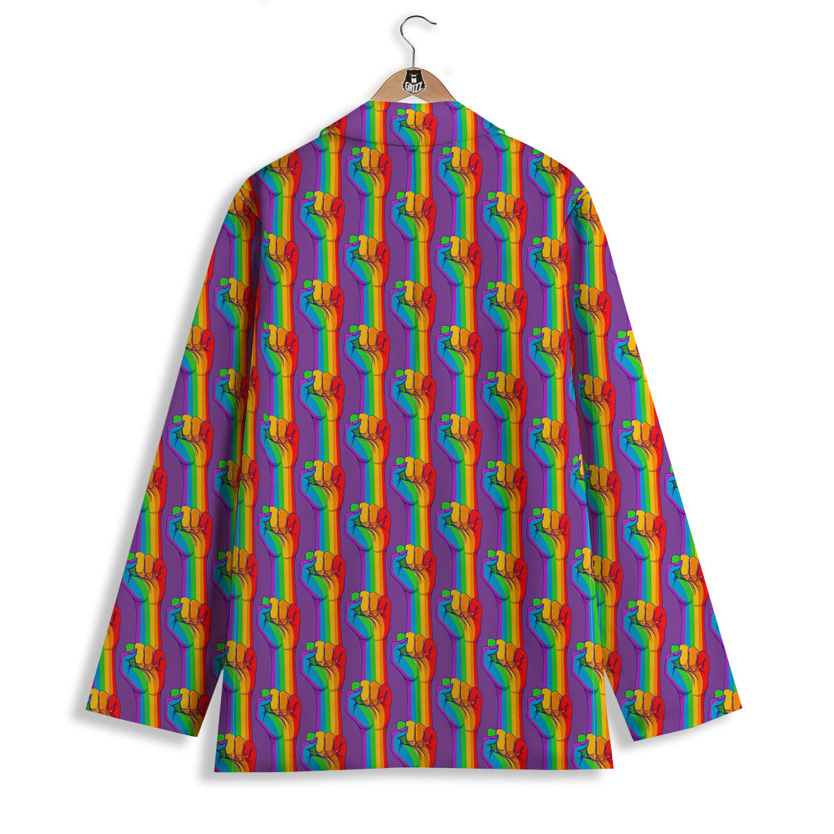 Hand Sign Gay Pride Print Pattern Women's Blazer-grizzshop