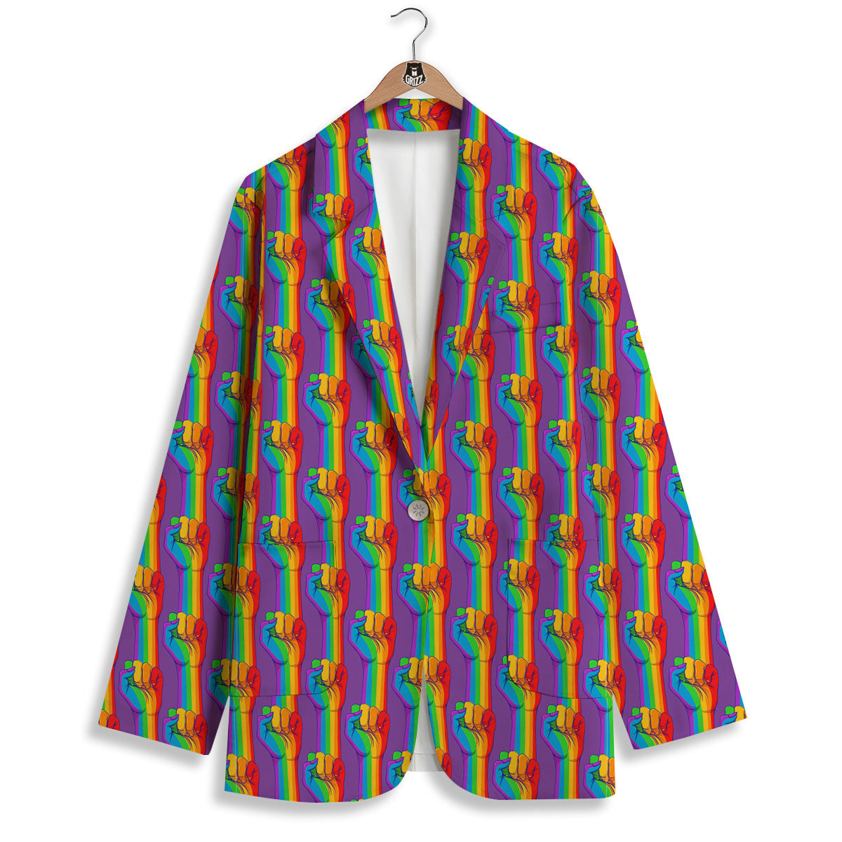 Hand Sign Gay Pride Print Pattern Women's Blazer-grizzshop