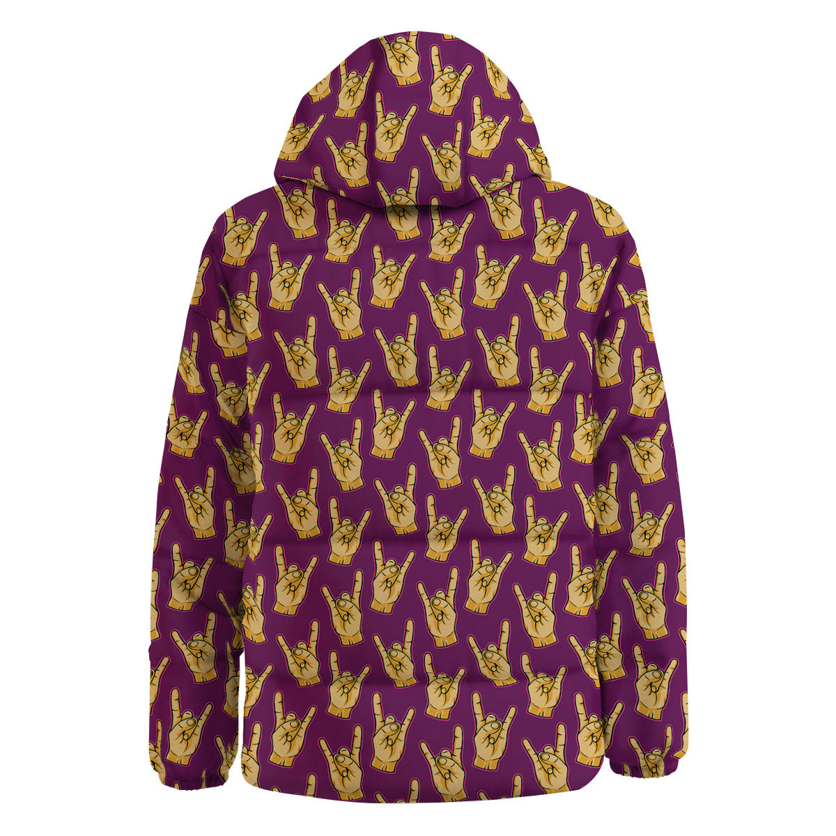 Hand Symbol Rock And Roll Print Pattern Down Jacket-grizzshop