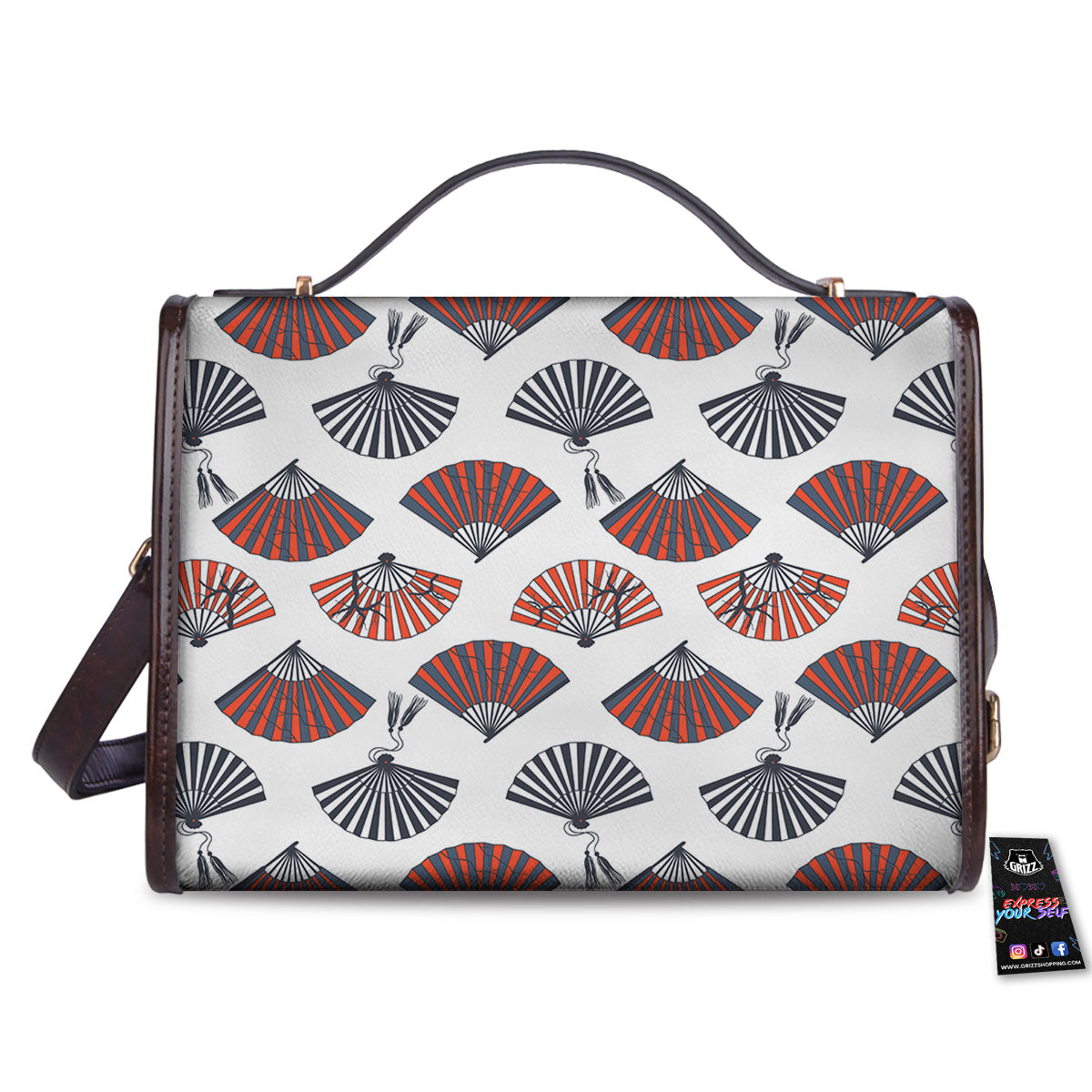 Hand Fan Japanese Print Pattern Women's Satchel Bag