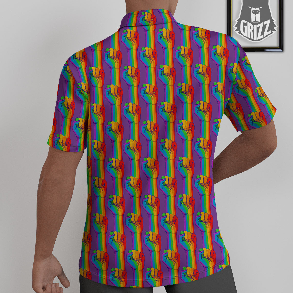 Hand Sign Gay Pride Print Pattern Untucked Shirts-grizzshop