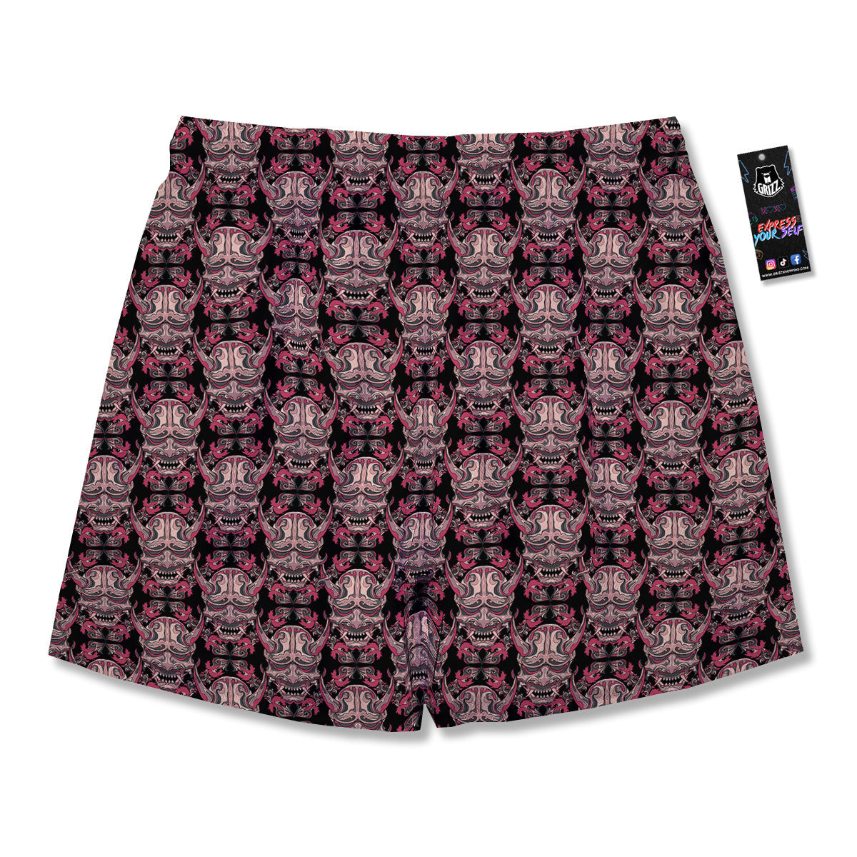 Hannya Mask Vintage Color Print Pattern Men's Running Shorts-grizzshop
