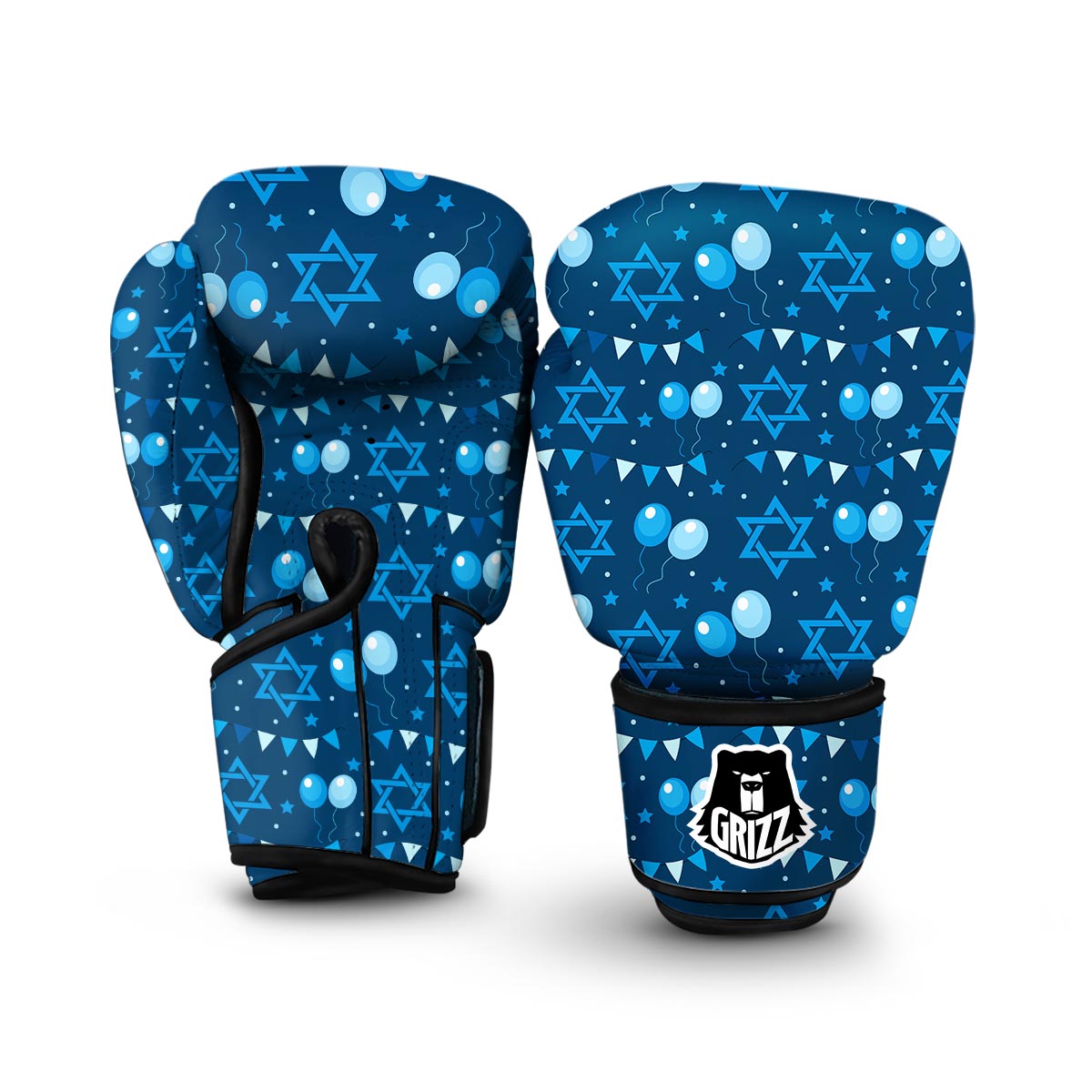 Hanukkah Balloon Print Pattern Boxing Gloves-grizzshop