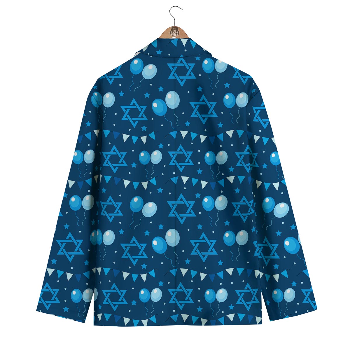 Hanukkah Balloon Print Pattern Men's Blazer-grizzshop