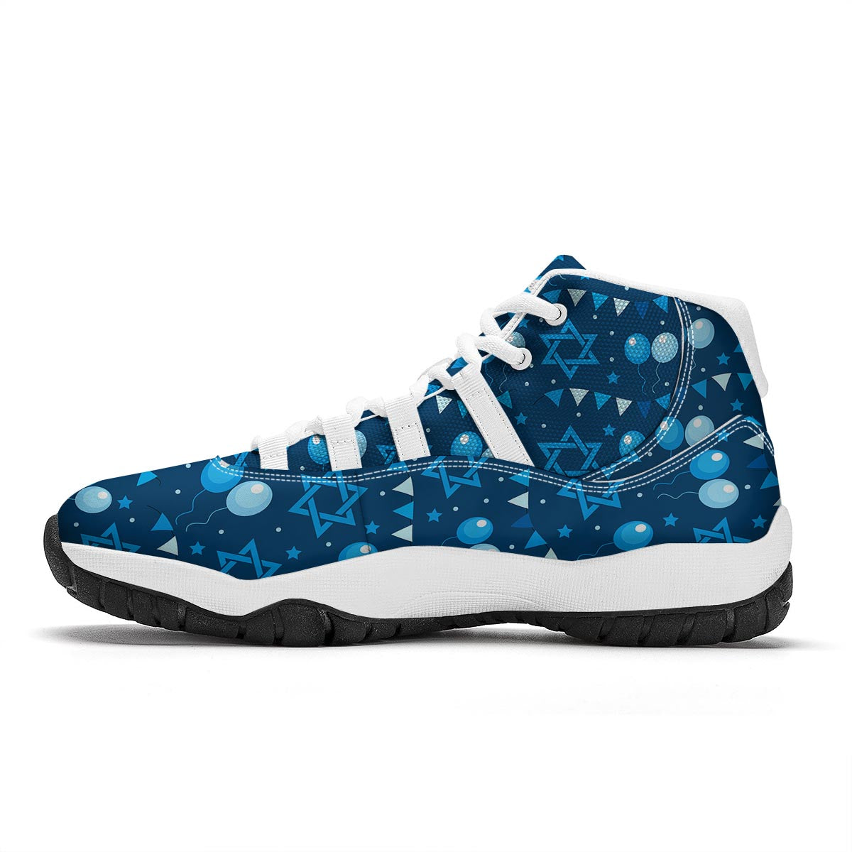 Hanukkah Balloon Print Pattern White Bball Shoes-grizzshop